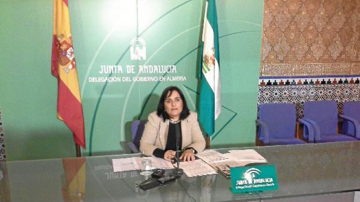 La delegada de Educación durante la rueda de prensa.