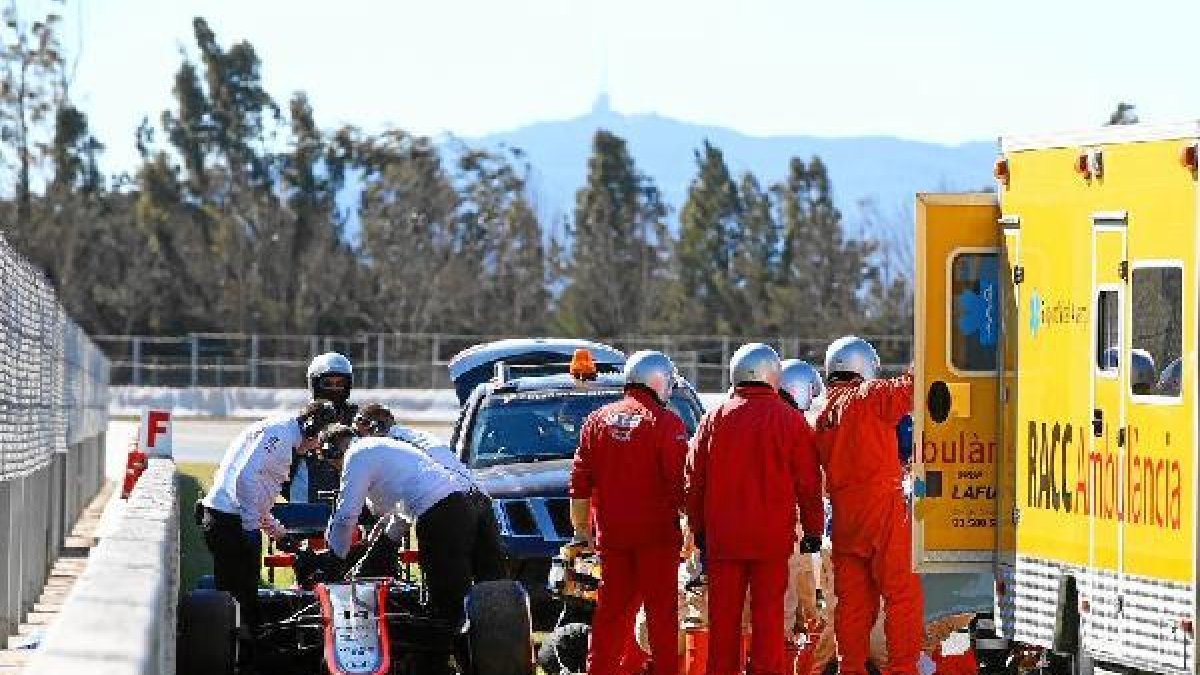 Imagen del accidente que sufría Fernando Alonso.