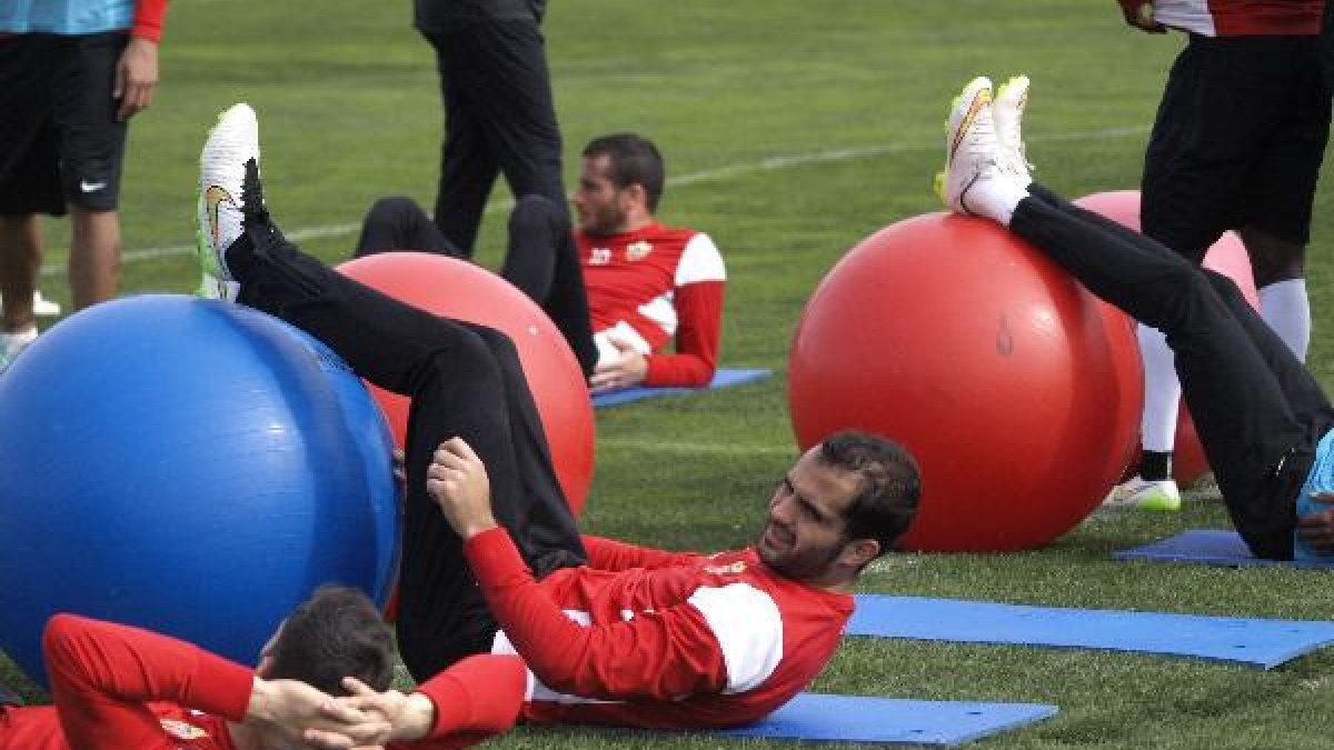 José Verza en el entreno de este miércoles.
