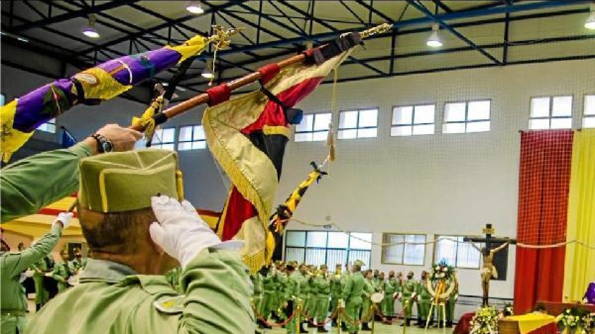 Funeral en la base militar de Viator, en una foto de la Brileg