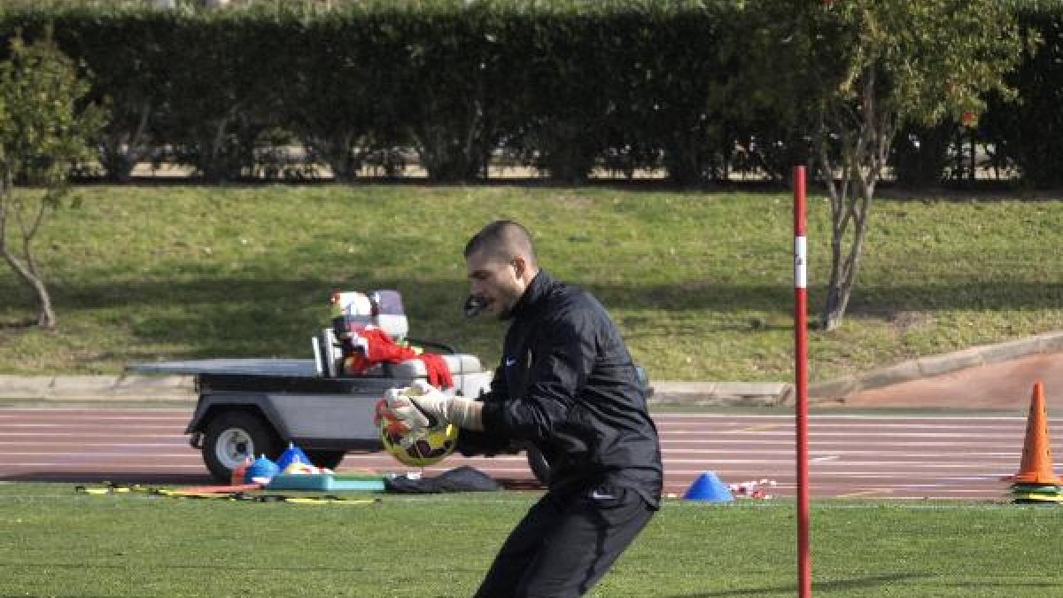 Rubén Martínez en el entreno de este jueves.