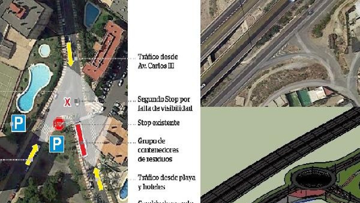 croquis de las mejoras para el Paseo del Limonar, realizada por IU, y rotonda de acceso a la vía de