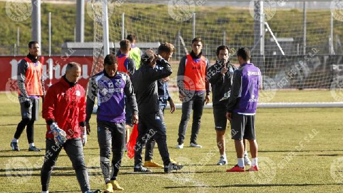 Los jugadores del Getafe en la última sesión de trabajo.