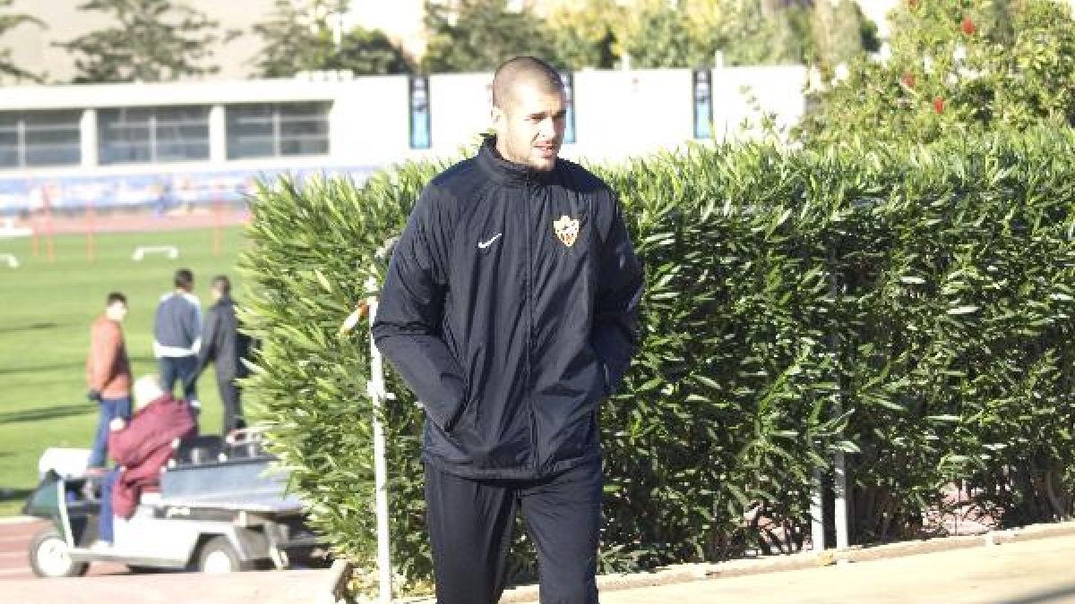 Rubén, en el entreno de este lunes.