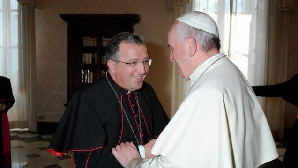 El jóven Obispo de Guadix con el Papa Francisco.