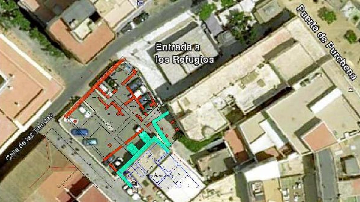 Zona de restos encontrados en la plazoleta