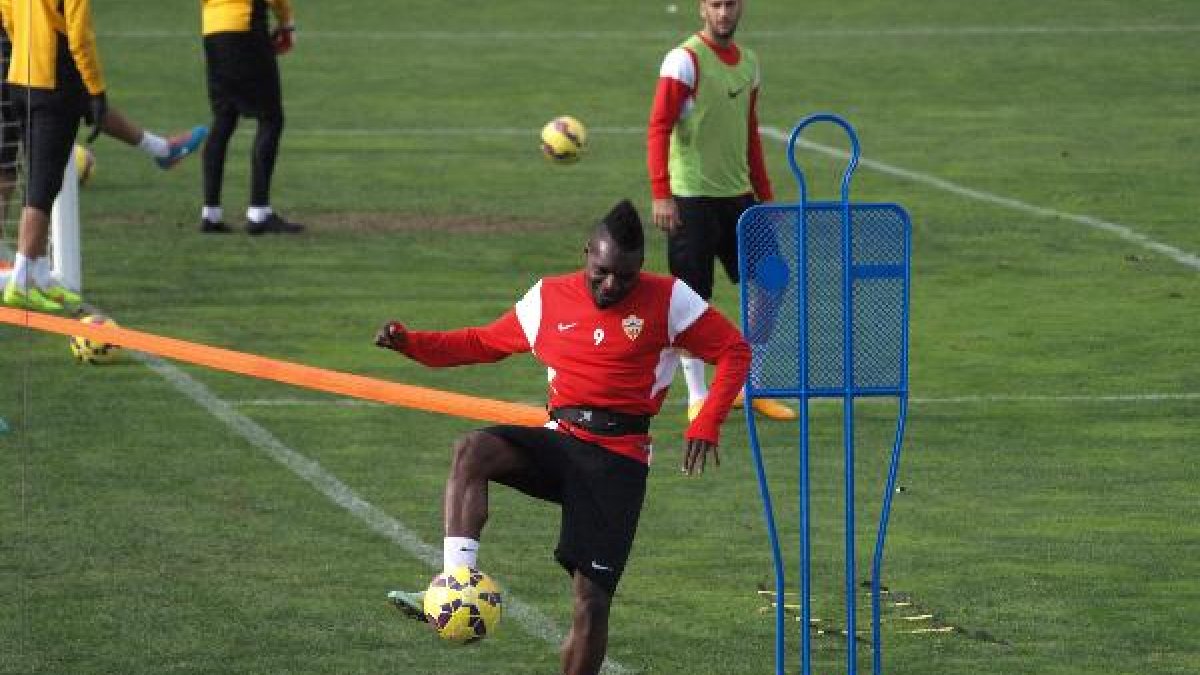 Thievy en el entrenamiento de este jueves.