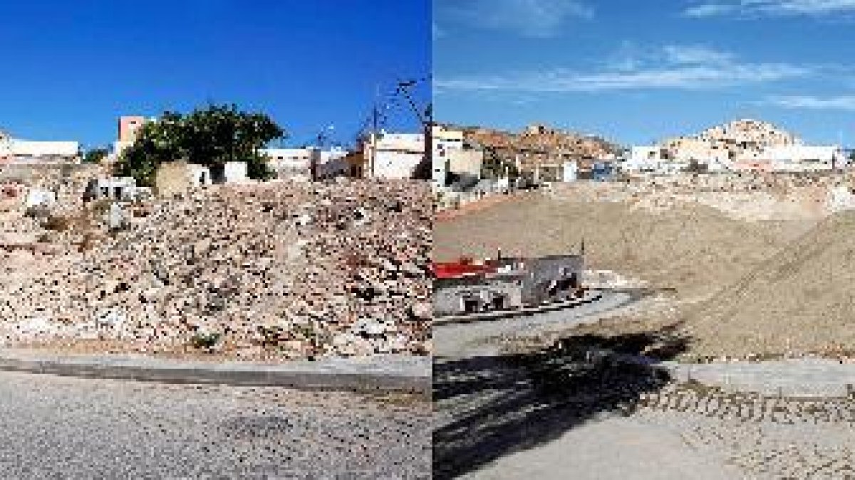 Solar de La Chanca antes y después de la limpieza