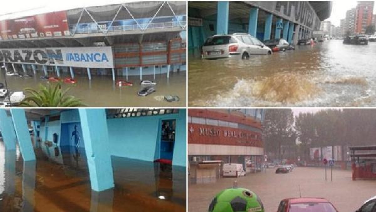 Balaídos, anegado por el agua.