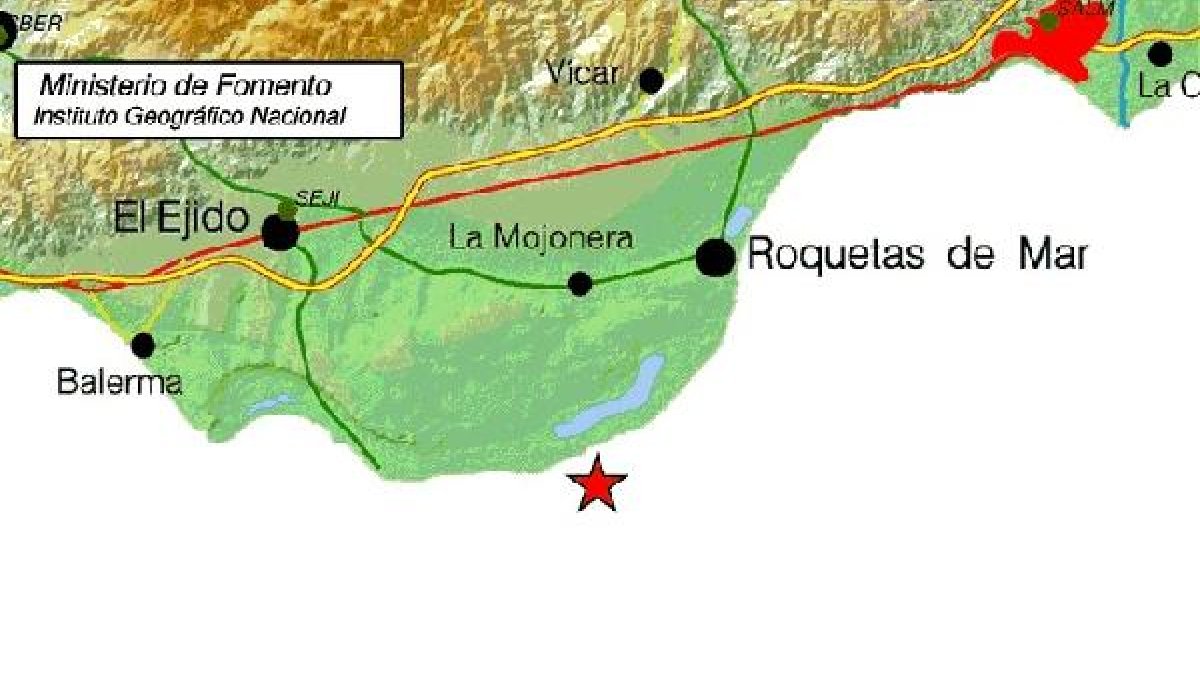 Epicentro del seísmo registrado en Almería.