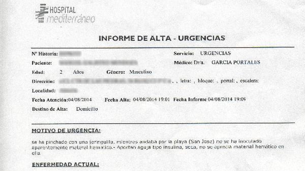 Parte de Urgencias del menor.