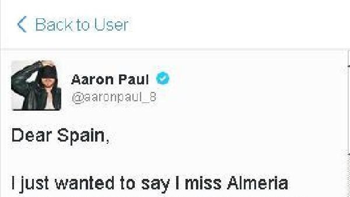 Captura del tuit de Aaron Paul.