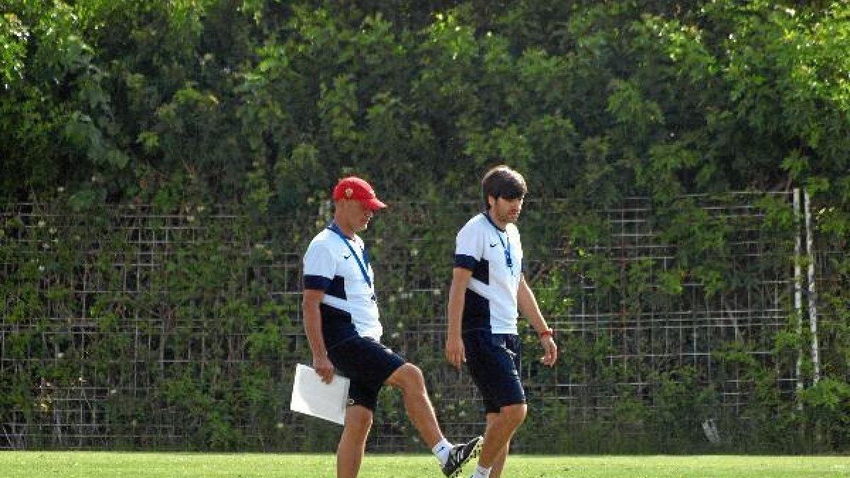 Miguel Rivera en el entrenamiento de este martes.