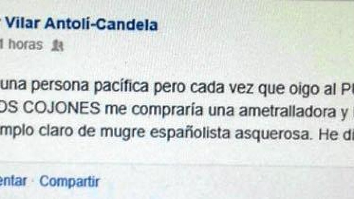 Captura del mensaje de César Vilar.o,