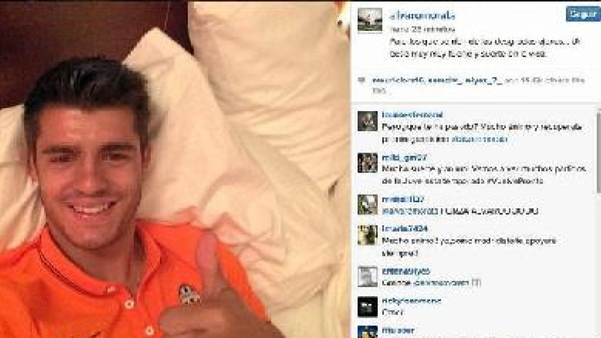 Morata apoyado en las redes sociales.