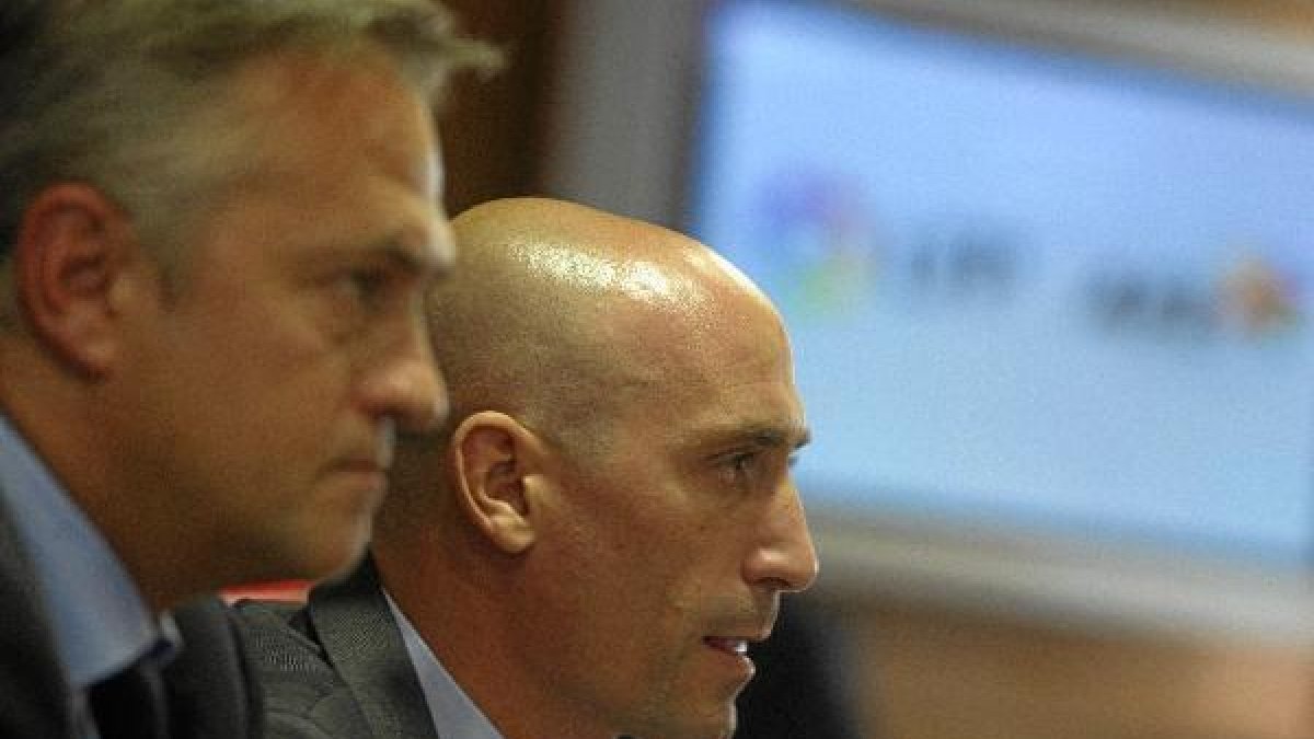Javier Astiazarán anterior presidente de la Liga con Luis Rubiales, presidente de AFE.tyle