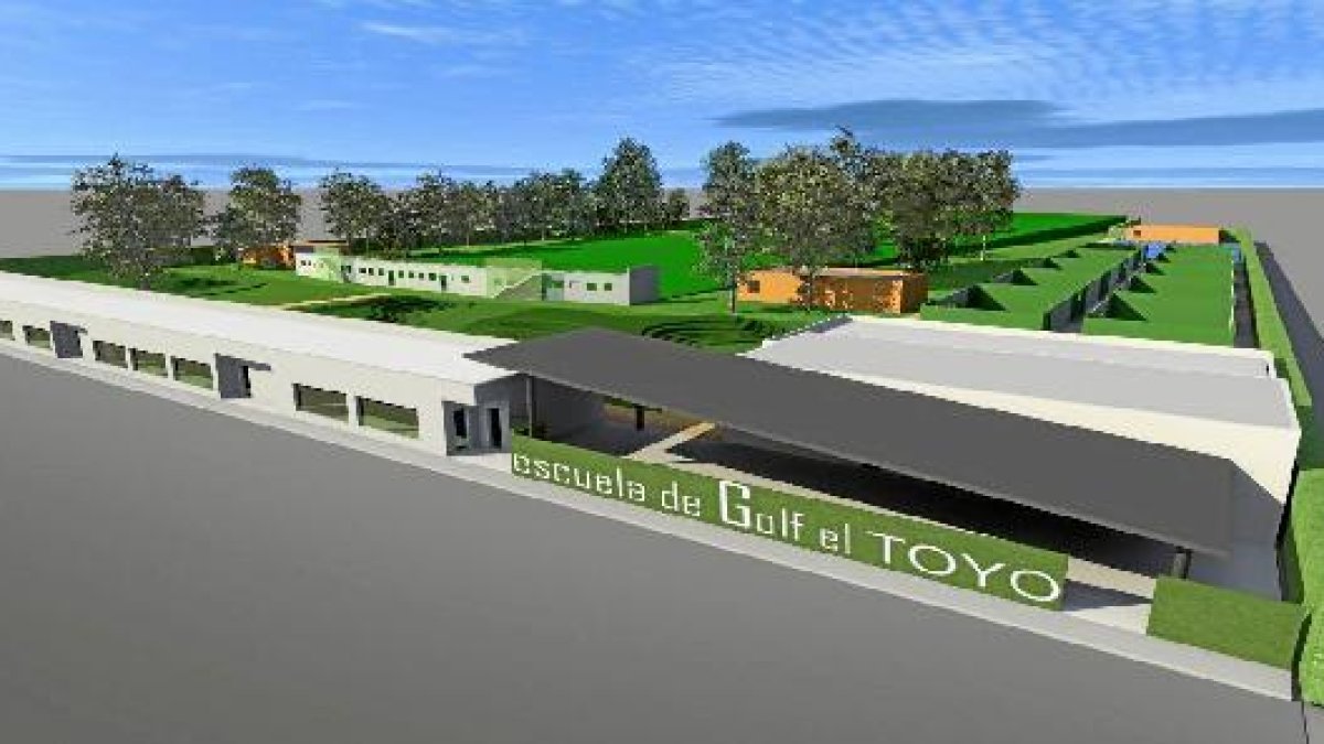 Maqueta del futuro proyecto de la escuela de golf.e;clip:rect(4