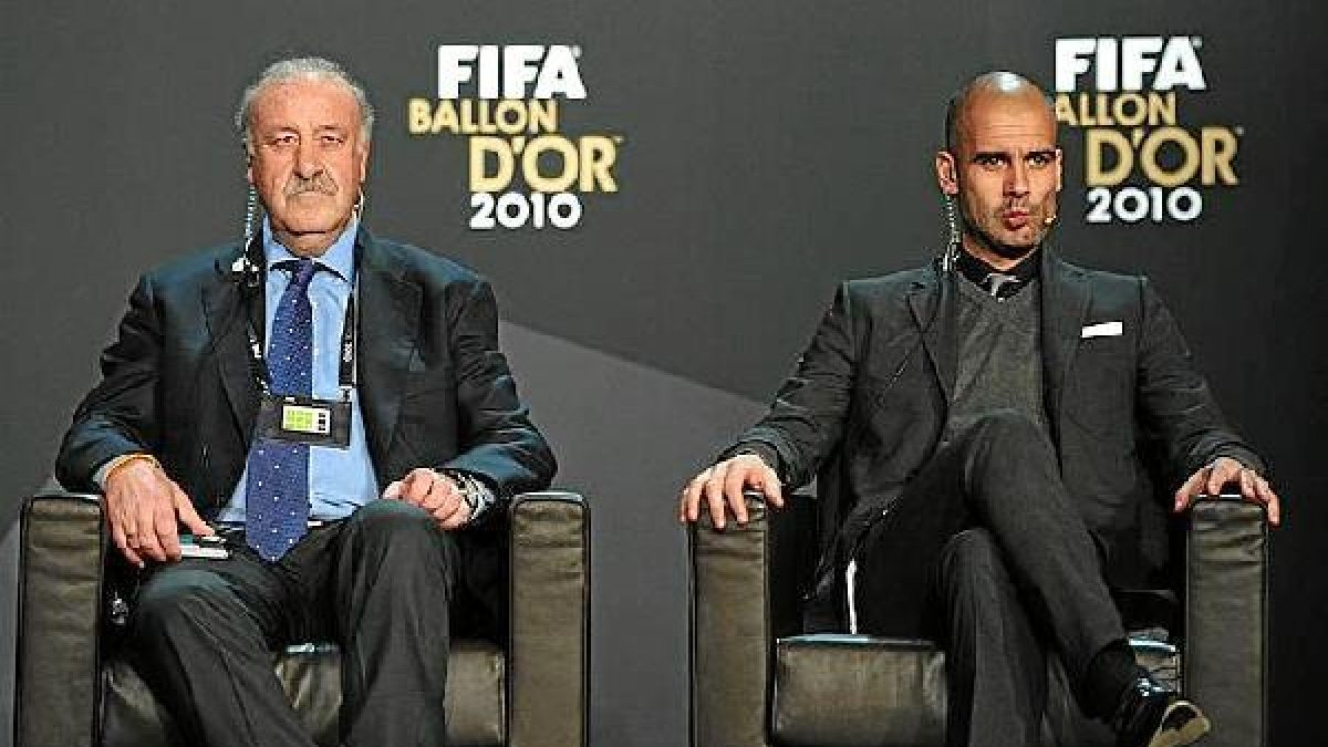 Vicente del Bosque y Pep Guardiola.o,