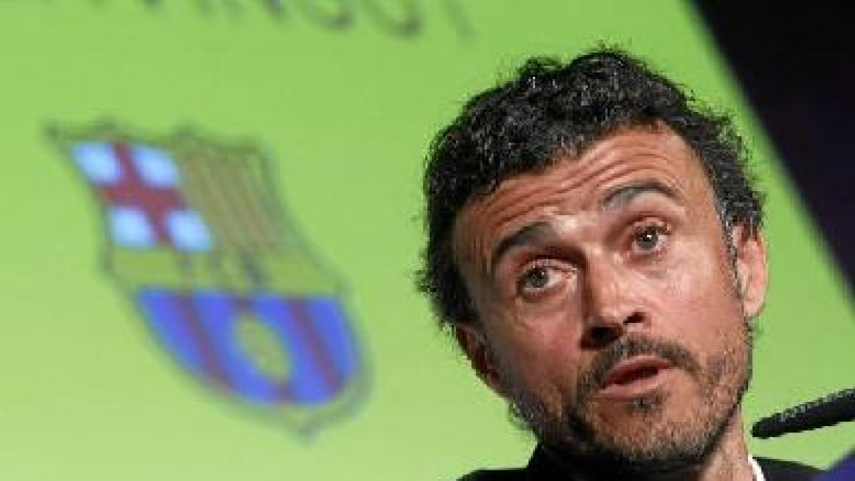 Luis Enrique en su puesta de largo con el F. C. Barcelona.e;cli