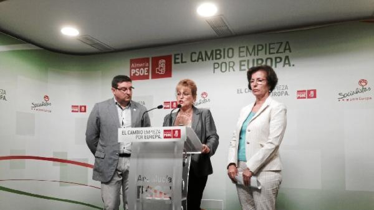 Los socialistas durante la rueda de prensa.x,au