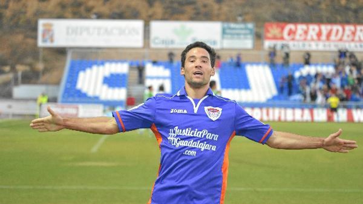Quique, celebrando un gol esta temporada.x,auto