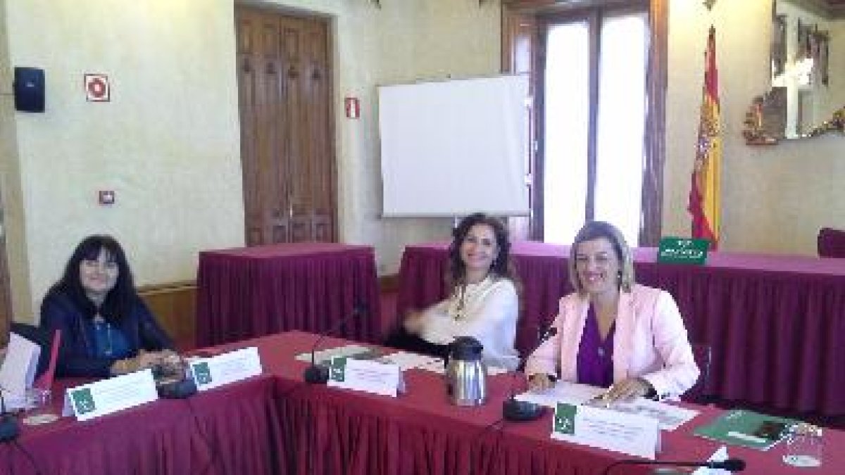 La consejera de Hacienda, María Jesús Montero, en la reunión de hoy en Almería.tyle>.apqj{