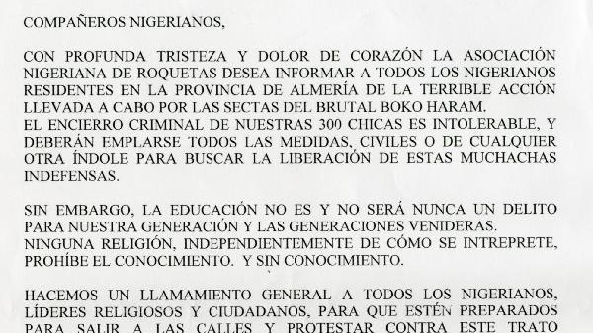 Convocatoria enviada por la asociación nigeriana.e;clip:rect(46