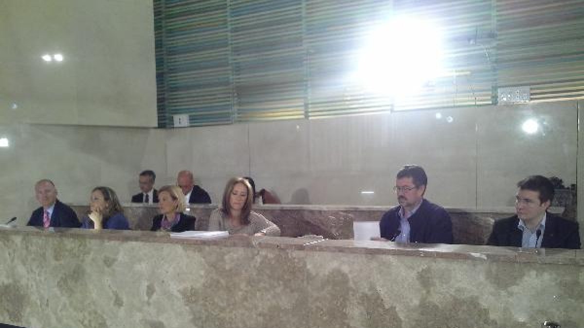 Representantes de PSOE e IU en el pleno del Ayuntamiento de Almería.tyle>.apqj{position:ab