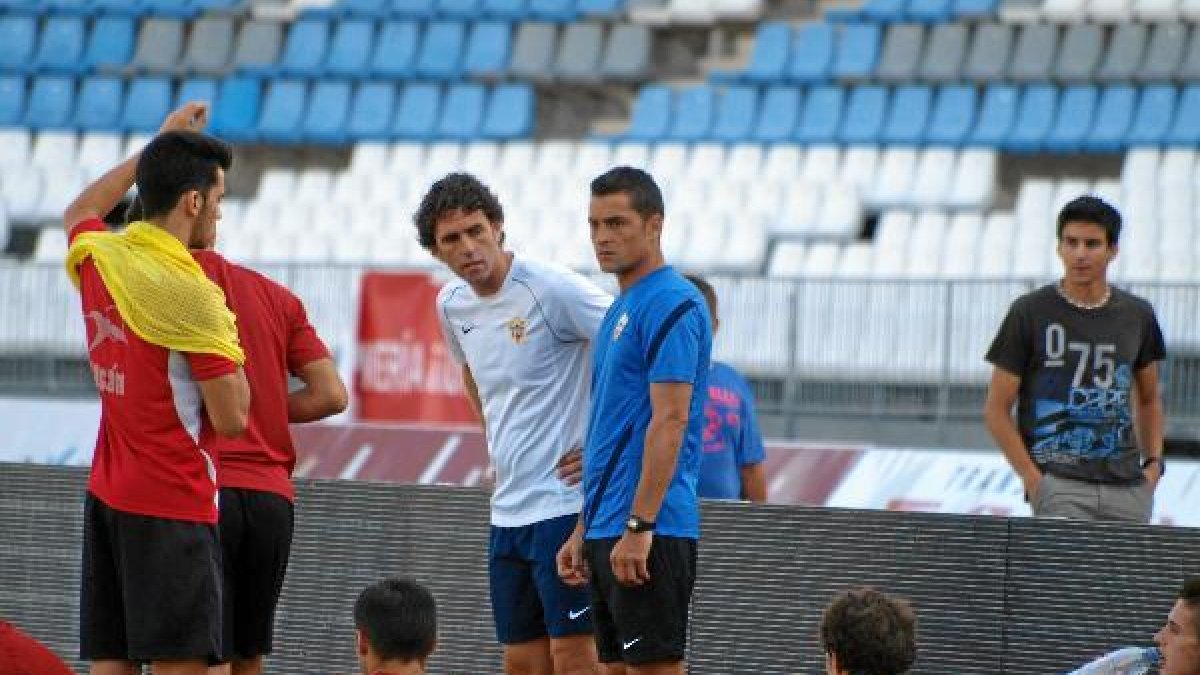 Ortega con Francisco en el Estadio de los Juegos Mediterráneose