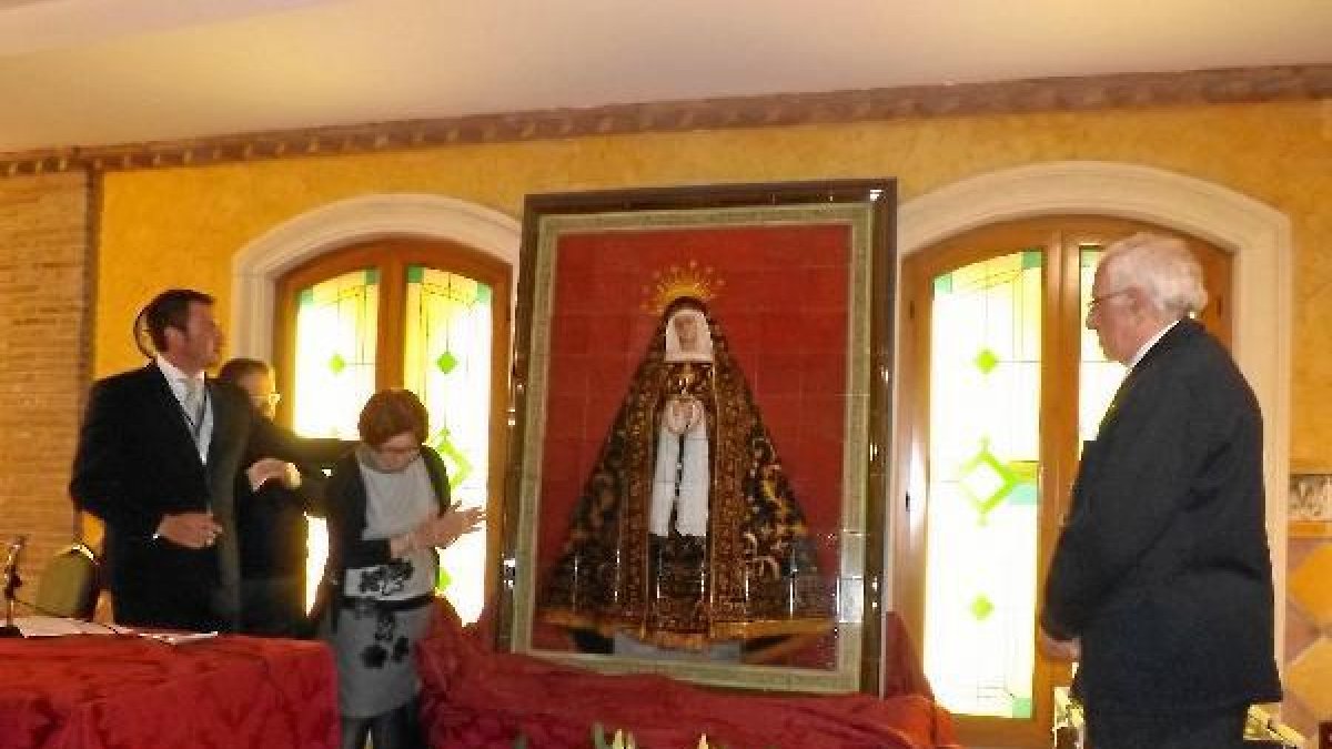 El cuadro de la Virgen de los Dolores (la Soledad) elaborado en los talleres de Ruiz Gil. Quedará en