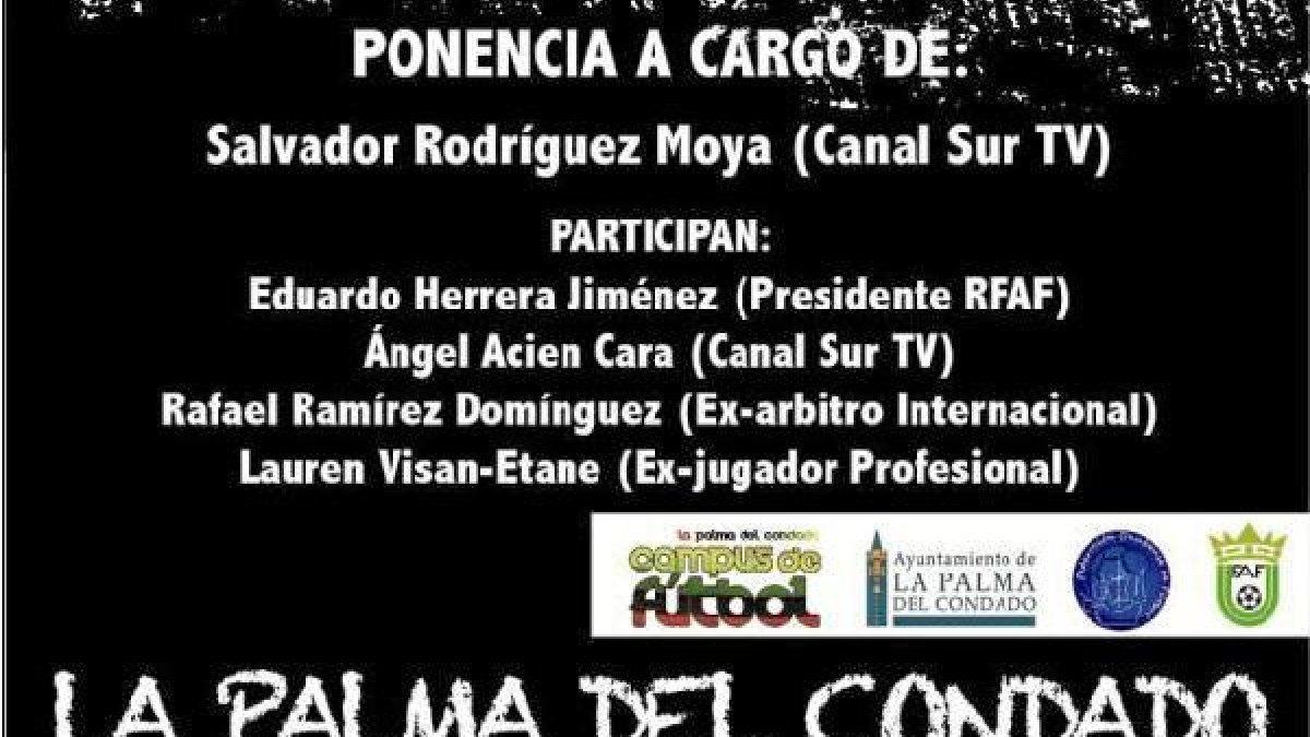 Cartel de la ponencia de Salva Moya en La Palma del Condado.e;c