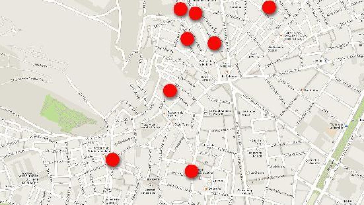 Mapa de los robos en el centroo,469px