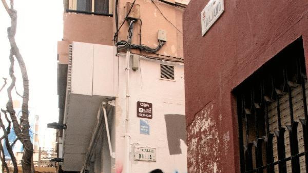 Lugar del suceso, en la calle Trajano