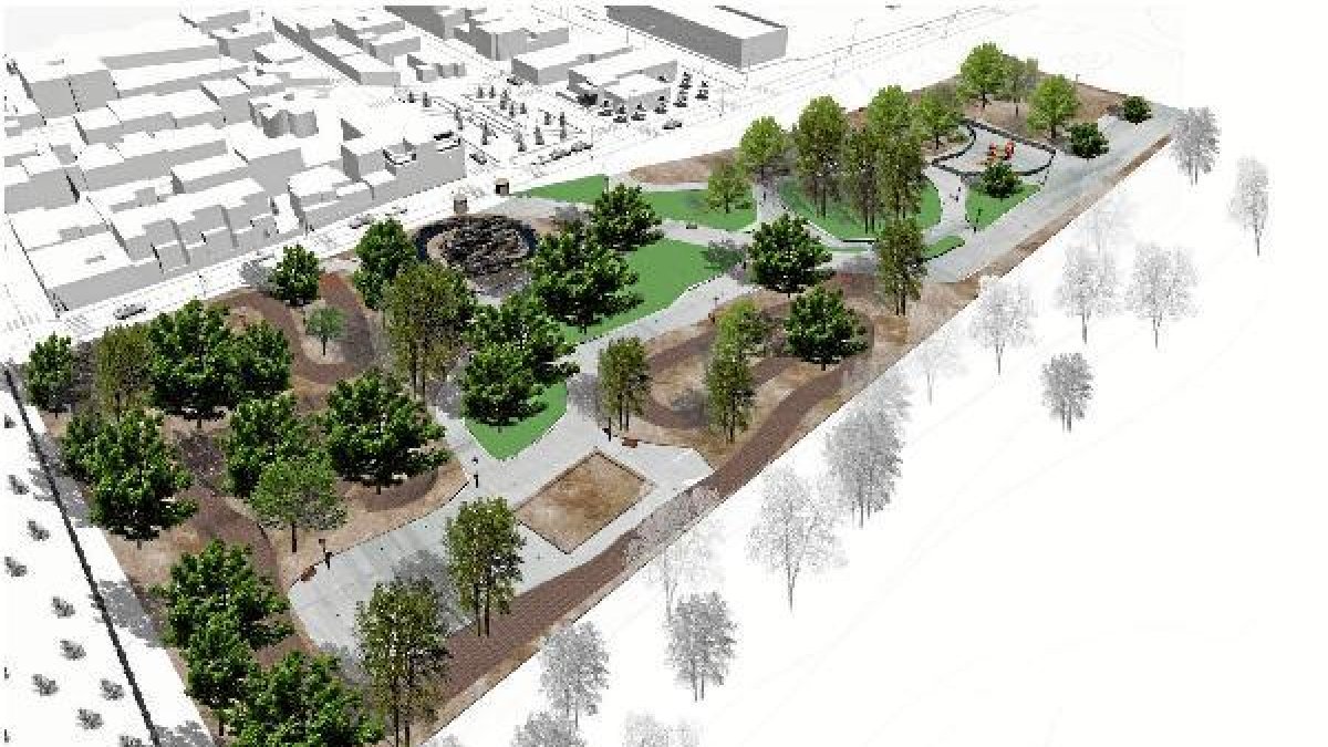 Recreación de cómo quedará el parque de Los Pinos del barrio de El Alquián.tyle>.apqj{posi