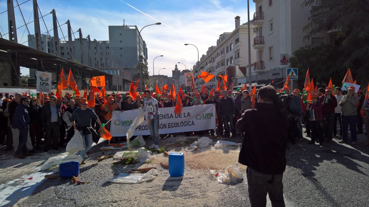 Agricultores almerienses ayer en Sevilla