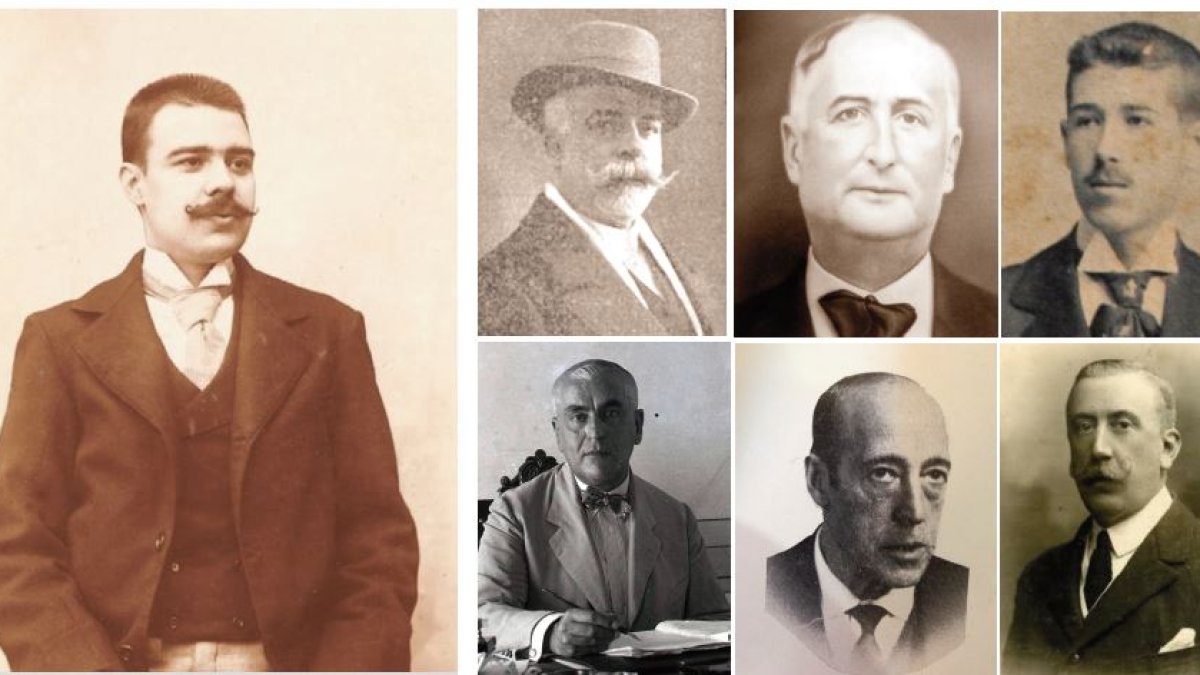 Pascual Orozco, periodista que se batió en duelo, y al lado componentes de la Liga Antiduelista de Almería.