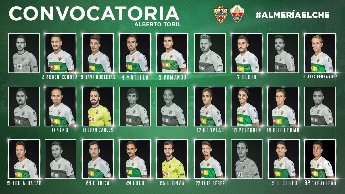 La convocatoria del Elche.