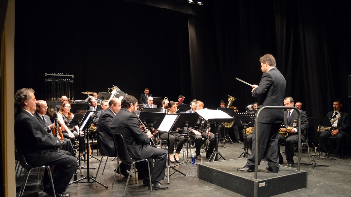 Imagen de la Banda Municipal durante su actuación de esta mañana.