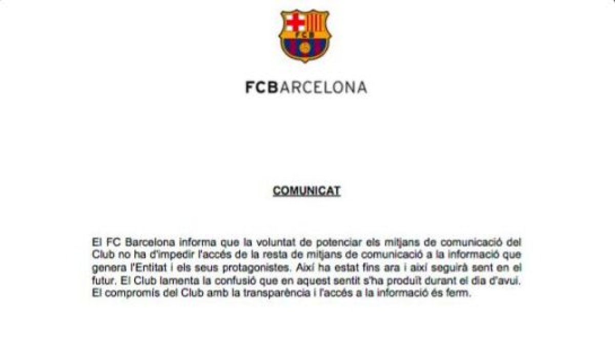 Comunicado del Barça.