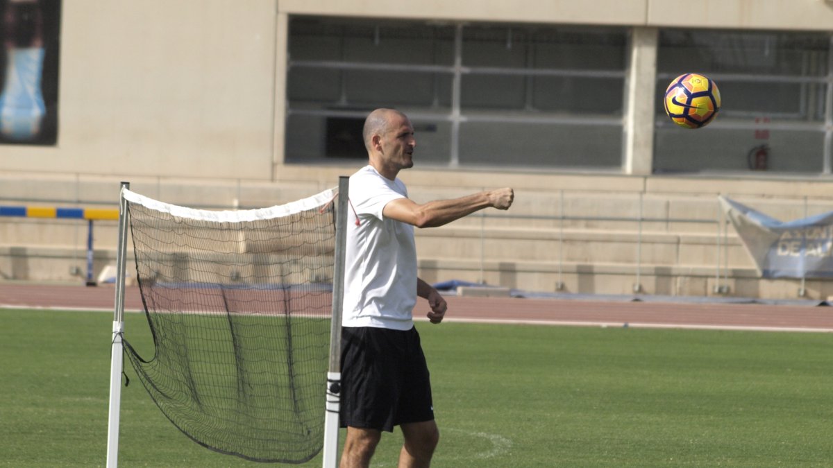 Soriano en el entrenamiento.