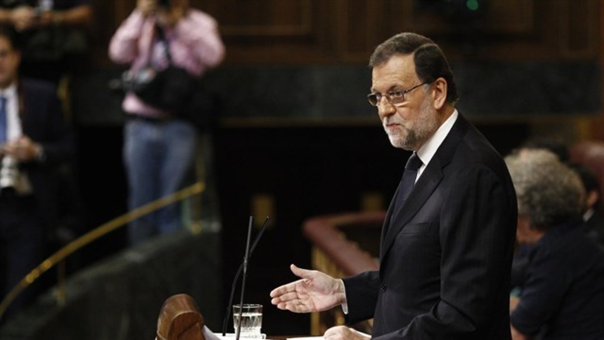 Momento de la intervención de Mariano Rajoy en el debate de investidura