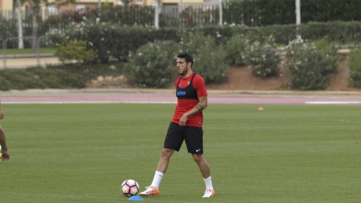 Fran Vélez en el entrenamiento.