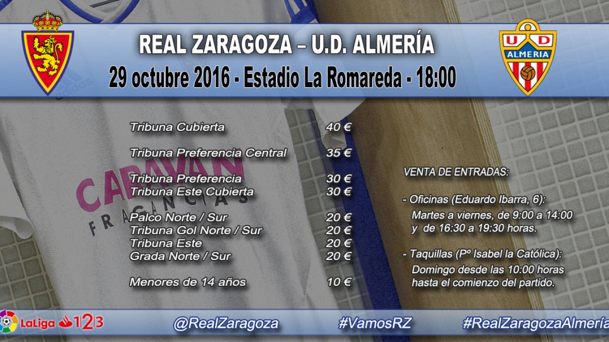 Tabla de precios para acceder a La Romareda.