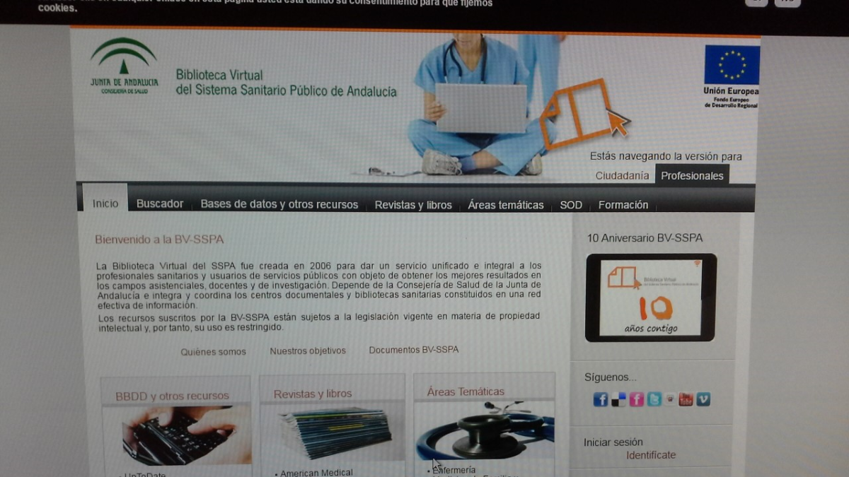 Portal web de la Biblioteca Virtual del SAS.