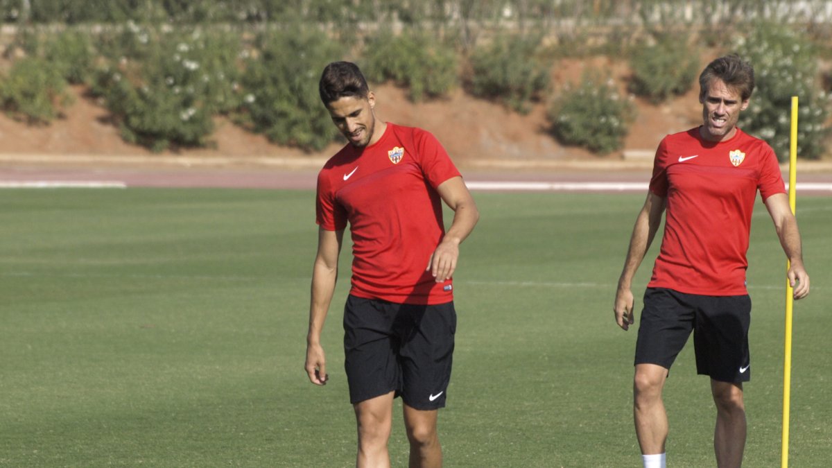 Fidel en el entrenamiento de este jueves.