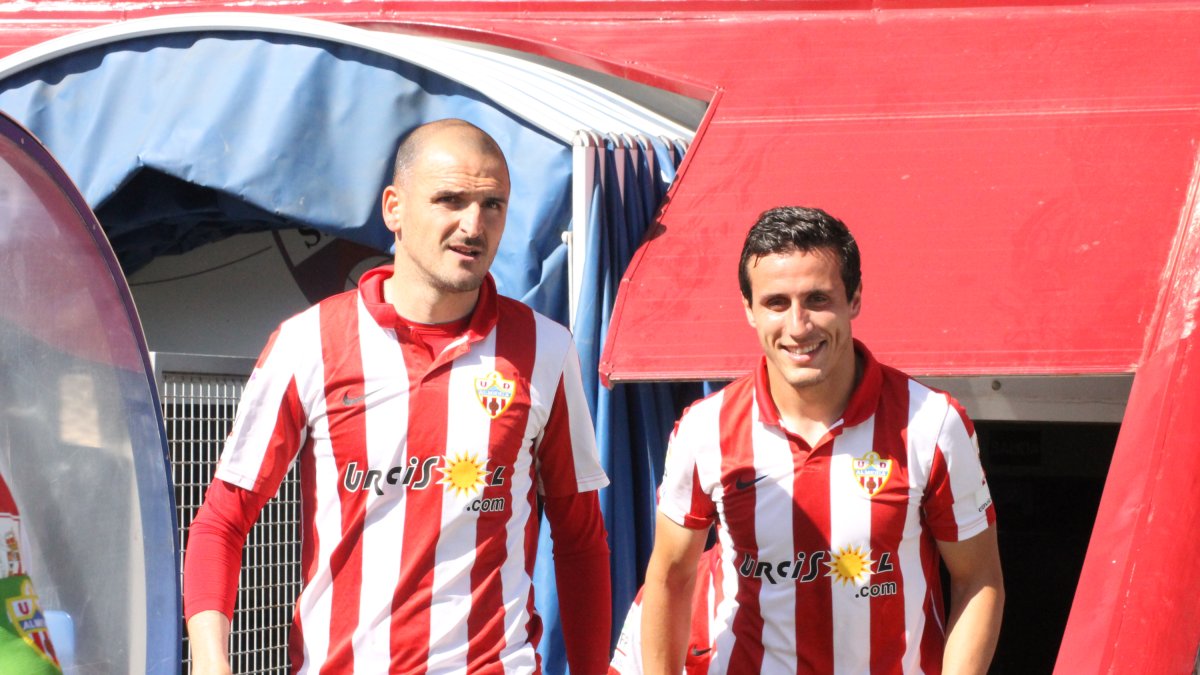 Soriano y Christian en el partido de El Alcoraz en 2013.