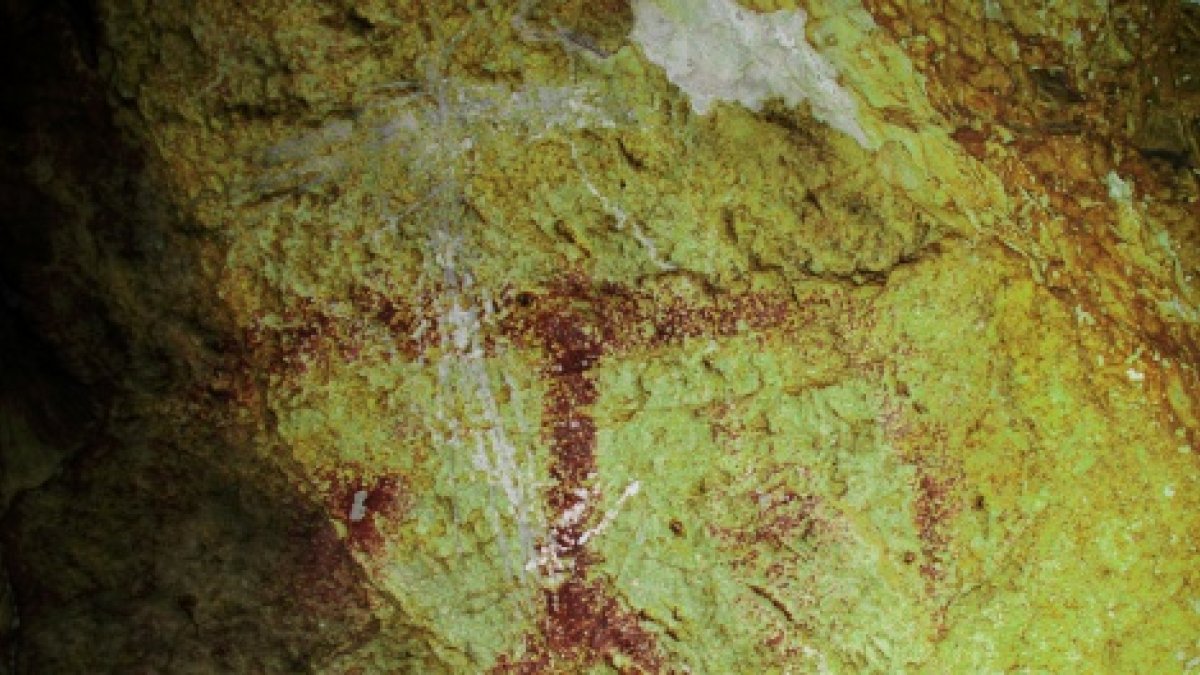 Detalle de una de las pinturas halladas en la zona de la Solana de la Sierra de María