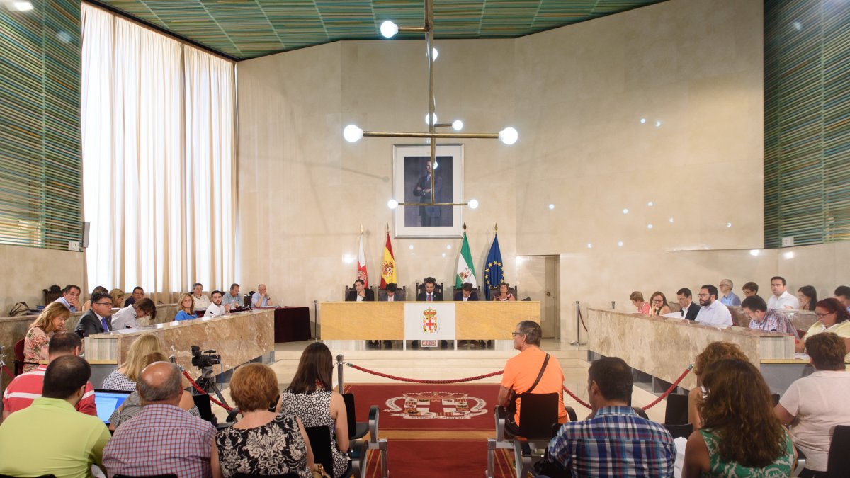 Imagen de la última sesión plenaria celebrada en el Ayuntamiento de Almería, el 18 de agosto.