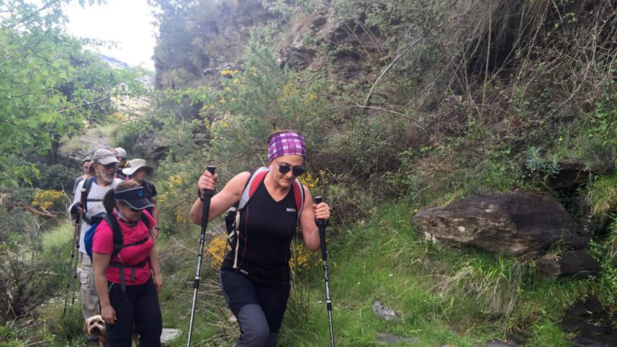 Senderistas participando en una ruta de Diputación.