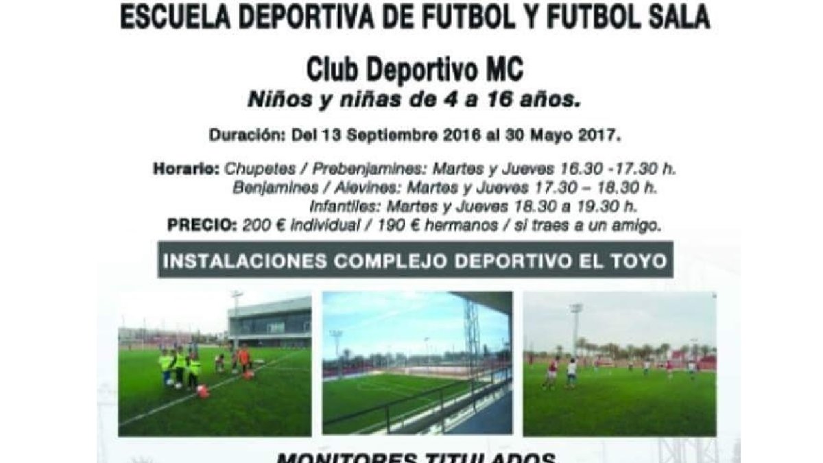 Cartel con las actividades de la escuela.